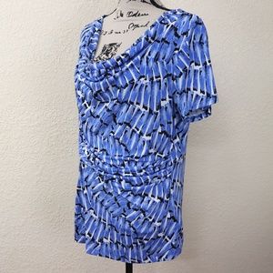 Kenneth Cole Top Cowl Neck Plus Size Blue Black